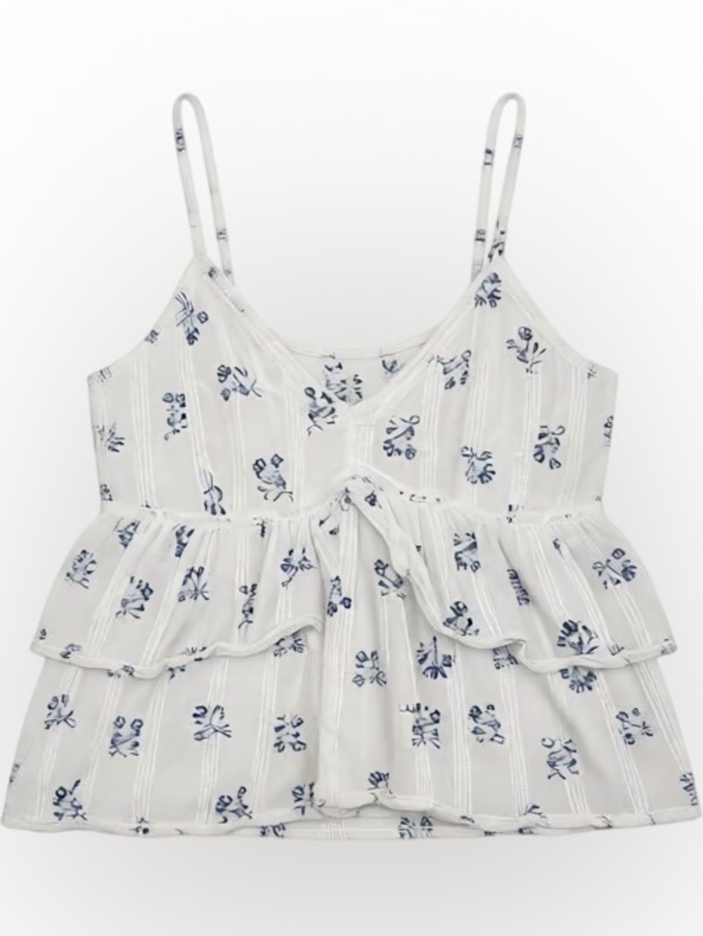 Joie White Tank Top & Shorts with Blue Floral Print 100% Cotton